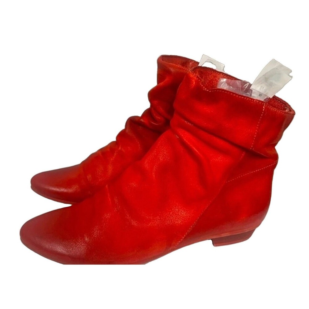 VTG FELMINI RED LEATHER BOOTIE ANKLE BOOTS SIZE 6.5 EURO 37